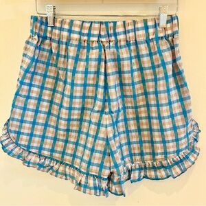 Ganni Plaid Ruffle-Hem Short Size 38 (US M/6)